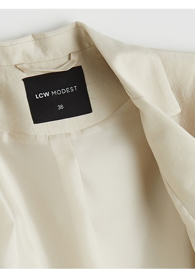 Lcw Modest Bej Kuşaklı Yaka Kadın Blazer Ceket