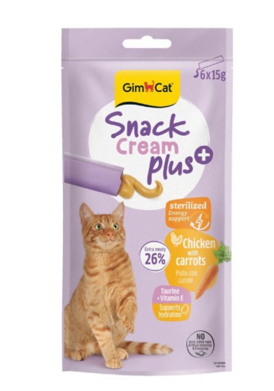 Gimcat Snack Cream Sterilised Tavuklu - Havuçlu Kedi Ödülü 6x15gr