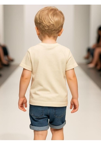 Çikoby Erkek Bebek Basic Cep Detaylı Tshirt-15856 Krem