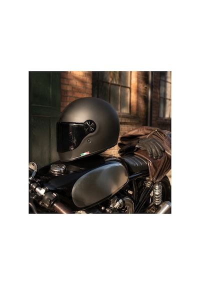 Sway V6 Full Face Retro Kask Siyah Vizör