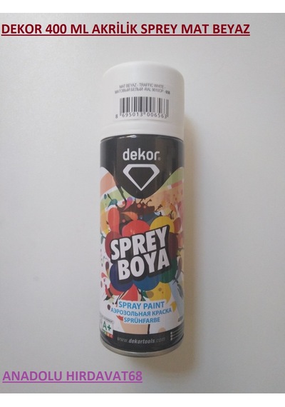 Dekor 400 ML Akrilik Sprey Boya Mat Beyaz Renk