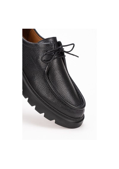 Fame Step Hakiki Deri Erkek Casual Ayakkabı +4.5 Cm Boy Uzatan Kalın Taban Günlük Bağcıklı Comfort Vicenza siyah