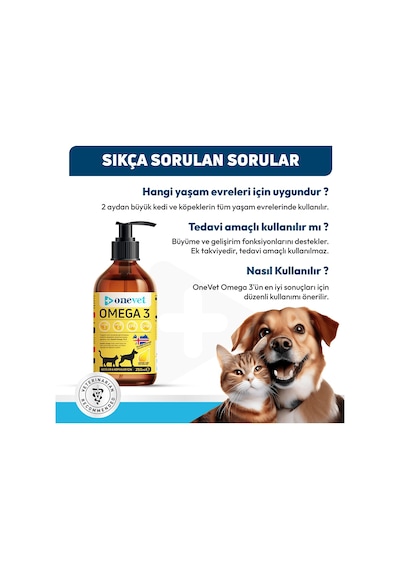 Onevet Omega 3 Kedi ve Köpekler İçin Deri ve Tüy Sağlığı Destekleyici Balık Yağı 250 Ml