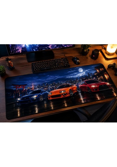 Kuzey's Store Büyük Boy 90x40 Xxl Mouse Pad Kauçuk Kaymaz Alt Taban Yumuşak Kumaş Oyuncu Mousepad Bilgisayar Ve Dizüstü Notebook Uyumlu Tokyo Araba