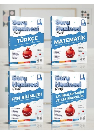 Nartest Yayınları 8.sınıf Soru Hazinesi Türkçe-matematik-fen Bilimleri-inkılap Tarihi Seti 4 Kitap