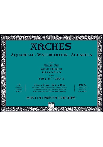 Arches Suluboya Defteri Blok Soğuk Baskı 640 G 31x41 Cm. 10 Yp