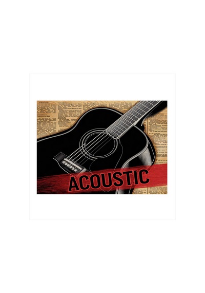 Akustik Gitar Posteri Dekoratif Mdf Tablo