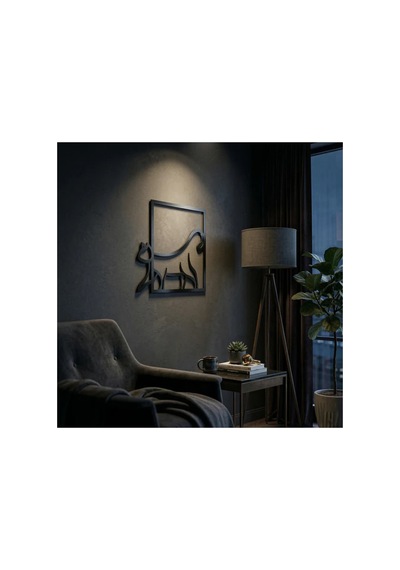 Modern Kedi Duvar Tablosu Mdf Lazer Kesim Minimal Kedi Figürlü Duvar Süsü Şık Dekor Renk