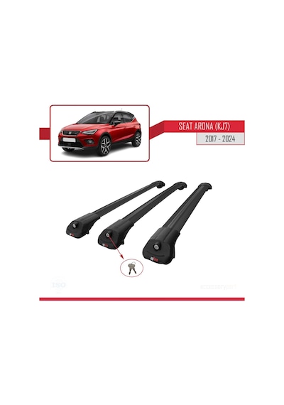 Seat Arona Kj7 2017 Ve Sonrası İle Uyumlu Ace-1 Ara Atkı Tavan Barı Siyah 3 Adet Bar