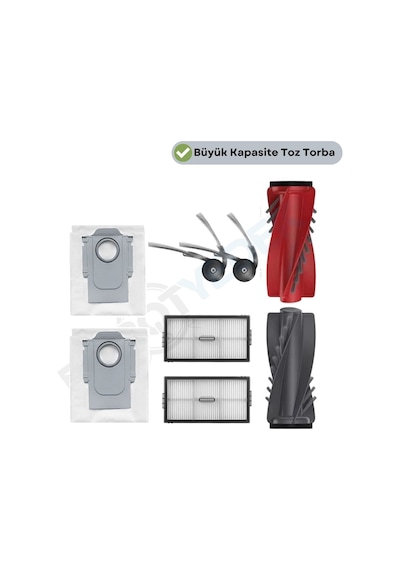 Roborock Saros 20 Sonic Ana Fırça, Hepa Filtre, Yan Fırça, Toz Torbası 7 Parça