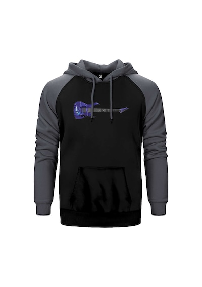 Metallica Ride The Lightning Guitar Gri Renk Reglan Kol Kapşonlu Sweatshirt Gri