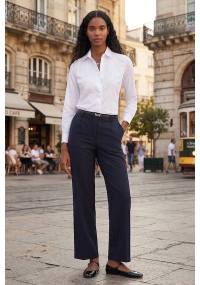 Tudors Kadın Slim Fit Dar Kesim Vucüda Oturan Uzun Kollu Gizli Düğme Detaylı Beyaz Basic Gömlek-35320 Beyaz