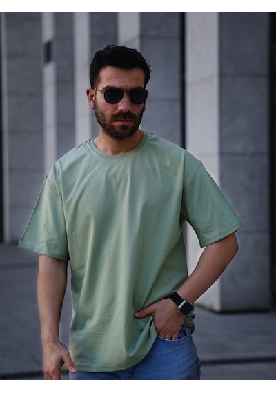 Erkek Oversize Tişört Turkuaz Turkuaz