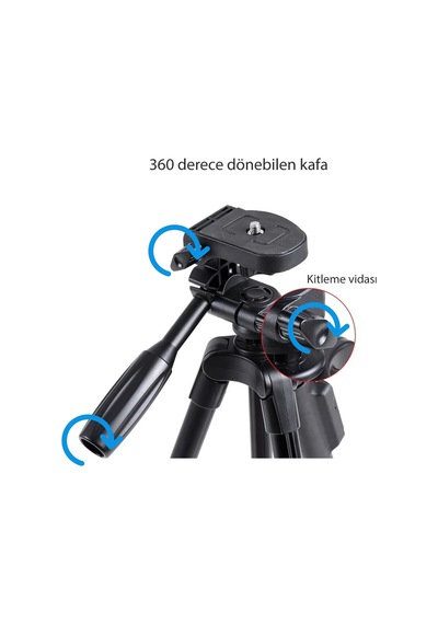 Diğer - Siyah - Kumandalı Tripod 3 Ayak Sabitleyici Video Footoğraf Çekim Tripodu 150cm Uzaktan Kumandalı 150 Cm