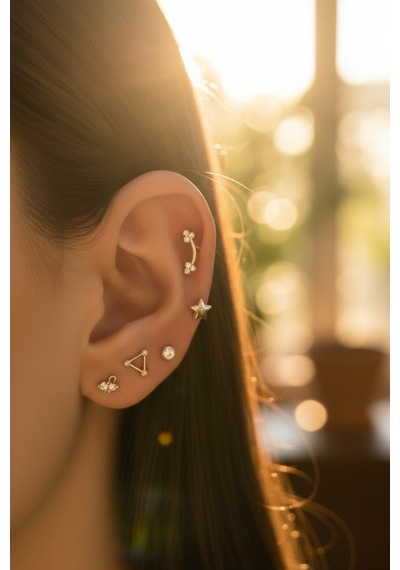 14 Ayar Altın Piercing Tragus Küpe