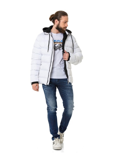 Cipo & Baxx Cm202 Erkek Şişme Mont Beyaz