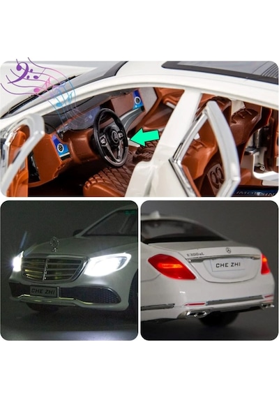 Mercedes-benz Araba Mercedes E300l Araba 1:24 Diecast Metal Model Koleksiyon Araba Sesli Işıklı 21cm