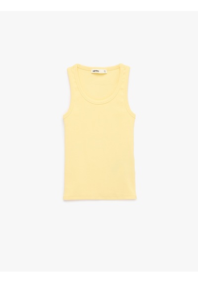 Koton Pamuklu Kaşkorse Slim Fit U Yaka Fitilli Atlet Sarı 6sak10387ek