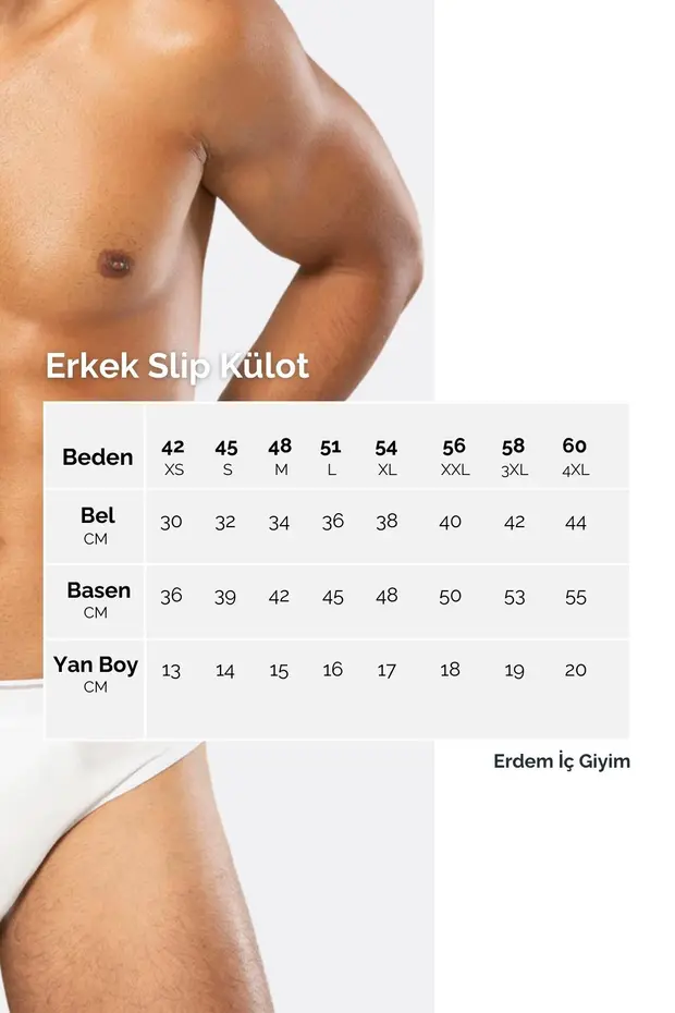 Erdem Erkek Beyaz Pamuk Elastan Slip Külot- 1340b
