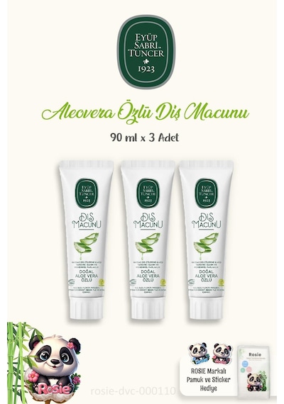 Eyüp Sabri Tuncer Diş Macunu Aloe Vera Özlü 3 x 90 ML+ Rosie Pamuk 60'lı