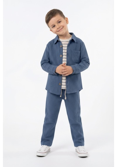 Mevsimlik Casual 3lü Takım İndigo