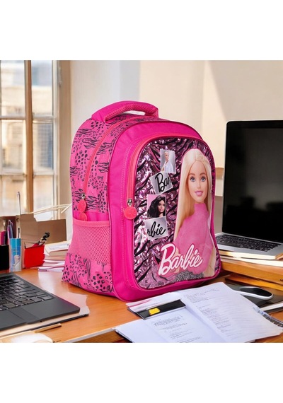 Barbie Okul Çantası ,beslenme Çantası ,yemek Kabı Ve Matara Pembe
