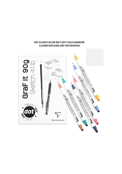 Zig Clean Color Dot Çift Uçlu Marker Clairefontaine Defter