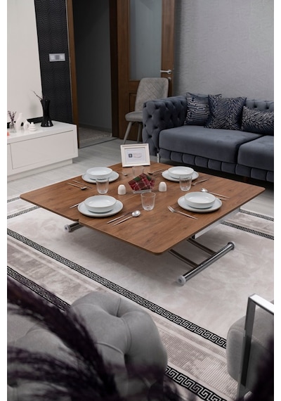 Juppo Üst Tabla Mdf Ceviz Oval Köşe Alt Krom İçe K