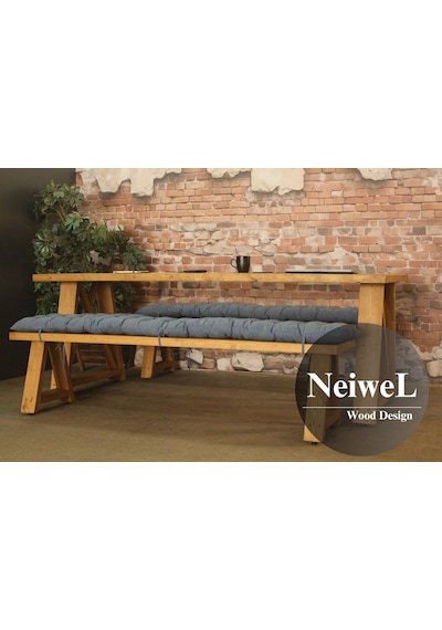 Neiwel Dios Doğal Ahşap Banklı Toplantı Masasıı x 80 x 220 Açık Ceviz