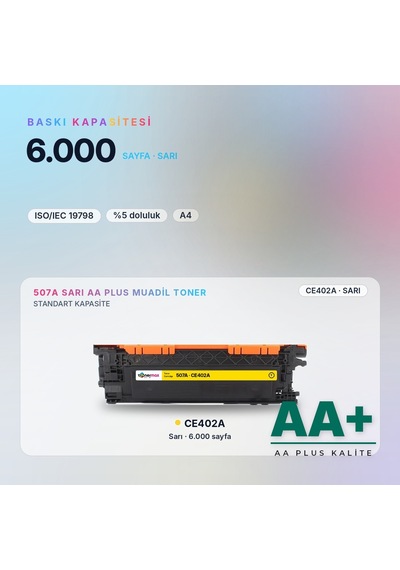 Hp 507a Ce402a Sarı Uyumlu Toner Aa Plus / Laserjet Enterprise 500 M551 / M575 / Pro 500 M570