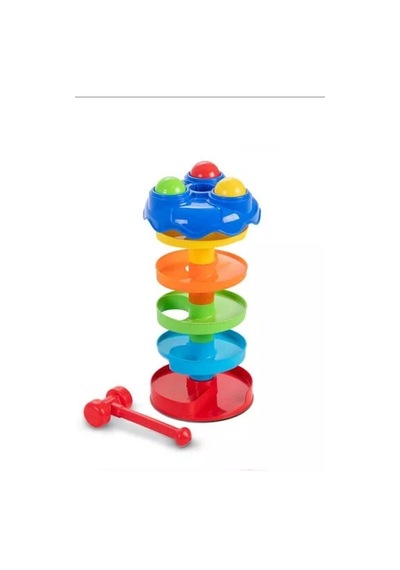 Dönerli Top Kaydırağı Oyunu 3 Toplu Potalı Kule, 24+ Ay Bebek Gelişim Oyuncağı Bx-316132
