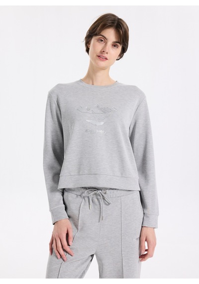 Discovery Expedition Gri Kadın Relaxed Baskılı Sweatshirt D5wl-swt3615 Gri Melanj