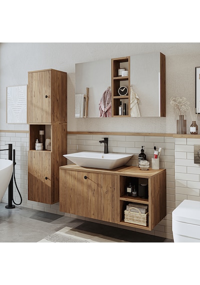 Lotus Lavabolu Mdf 95 Cm Banyo Dolabı + Aynalı Dlp Atlantik Çam Lotus Lavabolu Mdf 95 Cm Banyo Dolabı + Aynalı Dlp Atlantik Çam