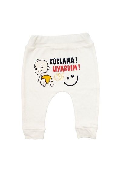 Unisex Ekru Koklama Uyardım Baskılı Manşetli Tek Alt Çok Renkli