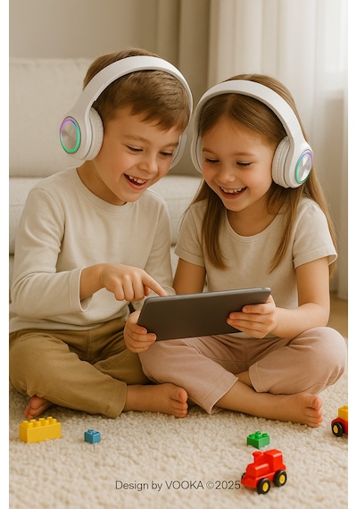 Rgb Işıklı Kablosuz Bluetooth Kulak Üstü Kulaklık Müzik, Oyun, Mikrofonlu, Katlanabilir