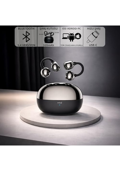 Mioji Air Buds 2 Kablosuz 5.4 Ios Android Windows Pc Ve Tüm Telefonlar İle Uyumlu Bluetooth Kulaklık - Siyah
