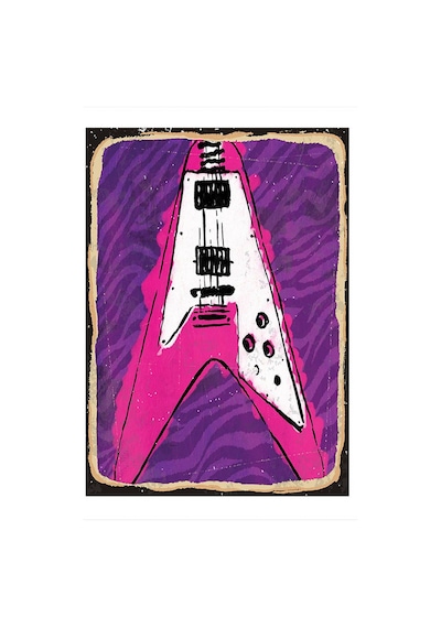 Bedeko Pembe Gitar Model Ahşap Tablo 35 Cm X 50 Cm