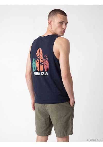 Lcw Swımwear Lacivert Bisiklet Yaka Erkek Kolsuz Tişört