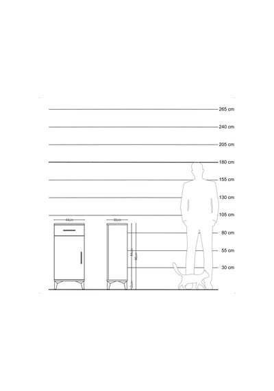 Arges Komodin 2 Raflı Tek Çekmeceli Tek Kapaklı 44x30x96 Antr... Antrasit