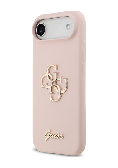 Apple Uyumlu iPhone 17 Air Kılıf Guess Lisanslı Grained Yazı Logolu Kapak Pembe