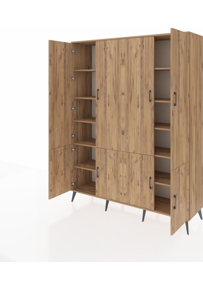 Hyperion Gardrop 10 Raflı 8 Kapaklı 176x44x221 Çam-çam Çam