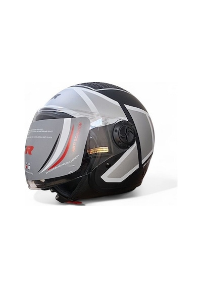 Ncr Kask Çenesiz 230 Ece 22/06 Belgeli Grafik Siyah Gri
