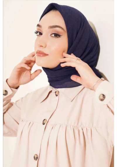 Melodi Scarf Kadın Tesettür Pratik Bambu Kraş Eşarp Lacivert Lacivert