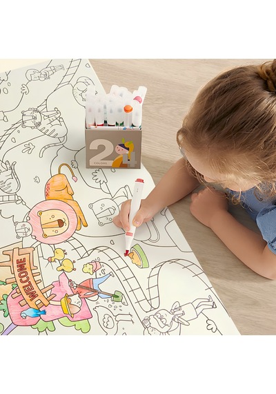 Mideer Yapışkanlı Boyama Rulosu Muhteşem Dinozorlar 4 Metre