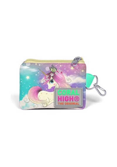 Coral High Kids Pembe Su Yeşili Unicornlu Kız Desenli Bozuk Para Çantası 21833