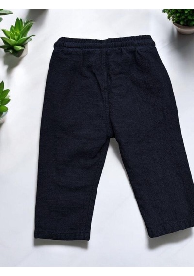 Nanica Kids Erkek Bebek Keten Beli Lastikli Bol Paçalı Pantolon-14077 Lacivert