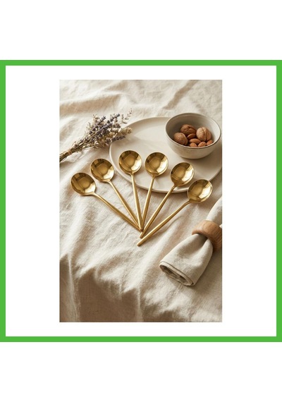 Vaveni 6'lı Lüks Gold Paslanmaz Çelik Yemek Kaşığı Seti 21 Cm Arz