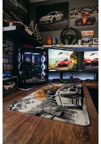 Mercedes G63 Japon Tapınağı 40x90 Cm Oyuncu Mousepad Kaymaz Taban Büyük Boy Siyah