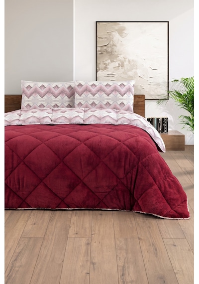 Battal Wellsoft Yorgan Çift Taraflı Yastık Kılıflı 215x235 Cm Bordo