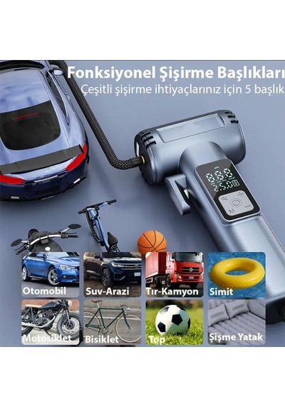 Sepetinegelsin St-5530 Dijital Şarjlı Araç Lastik Hava Şişirme Pompası Penere Kırıcı